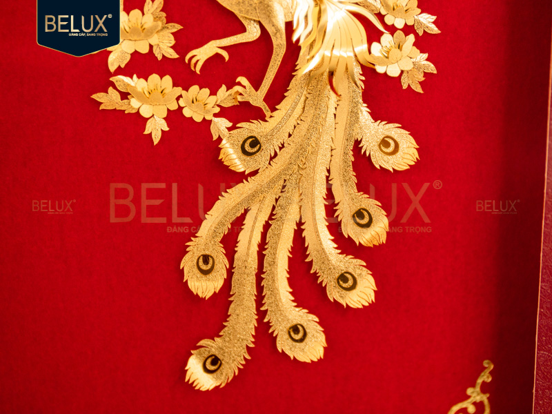 Tranh Phượng Hoàng dát vàng 24k 25x32cm